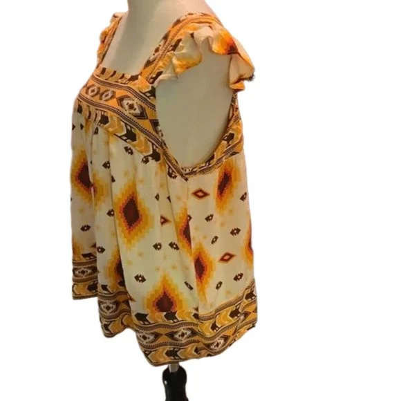 Cato Geometric design Cute Top with Flutter Cap Sleeves Women size XL - Picture 3 of 11